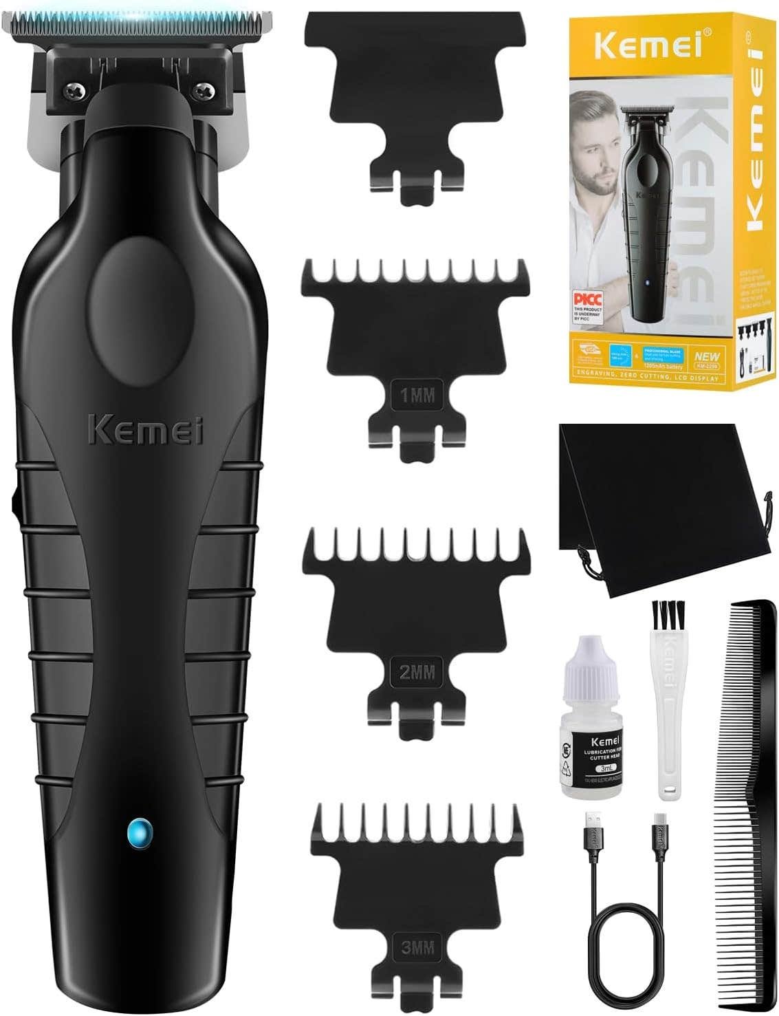 ماكينة حلاقة Kemei KM-2299 لاسلكية بشفرة T مع الأمشاط والملحقات