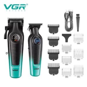 ماكينة حلاقة فى جى ار V-196 + V-996 ذهبى اسود مع الأمشاط والملحقات