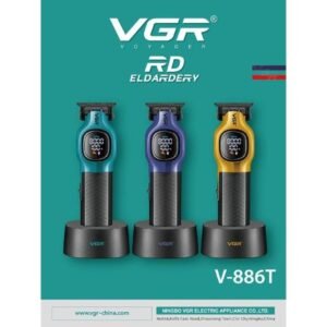 ماكينة قص VGR V-886T احترافية قابلة للشحن مع شاشة رقمية وقاعدة